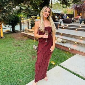 Oh Polly Asymmetrical Dress in Brown